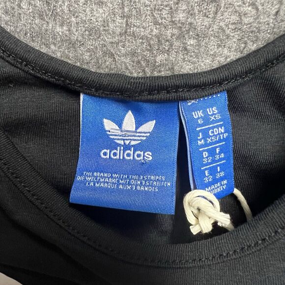 Adidas Trefoil Sports Bra Women’s XS Black Crop Top NWT NEW - Picture 2 of 7